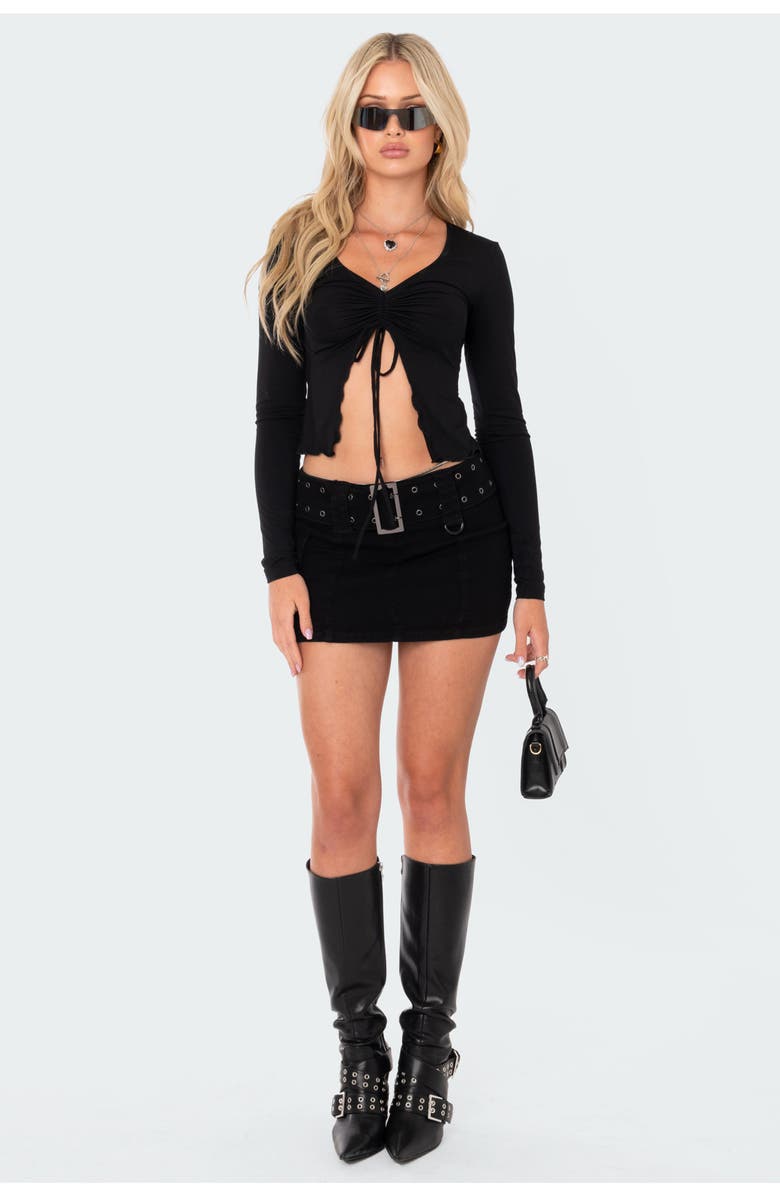 EDIKTED Della Tie Front Crop Top, Alternate, color,