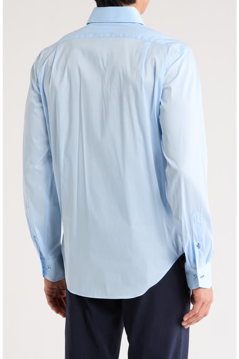 Trim Fit Cotton Blend Dress Shirt, Alternate, color, ICE BLUE