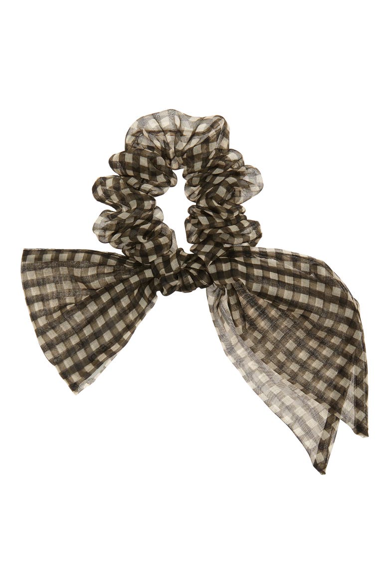 Silk Organza Bow Scrunchie, Main, color, WHITE/ BLACK