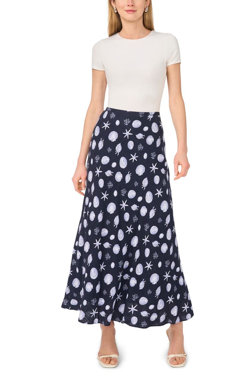 1.STATE Ocean Print Bias Cut Maxi Skirt, Alternate, color, Indigo Night