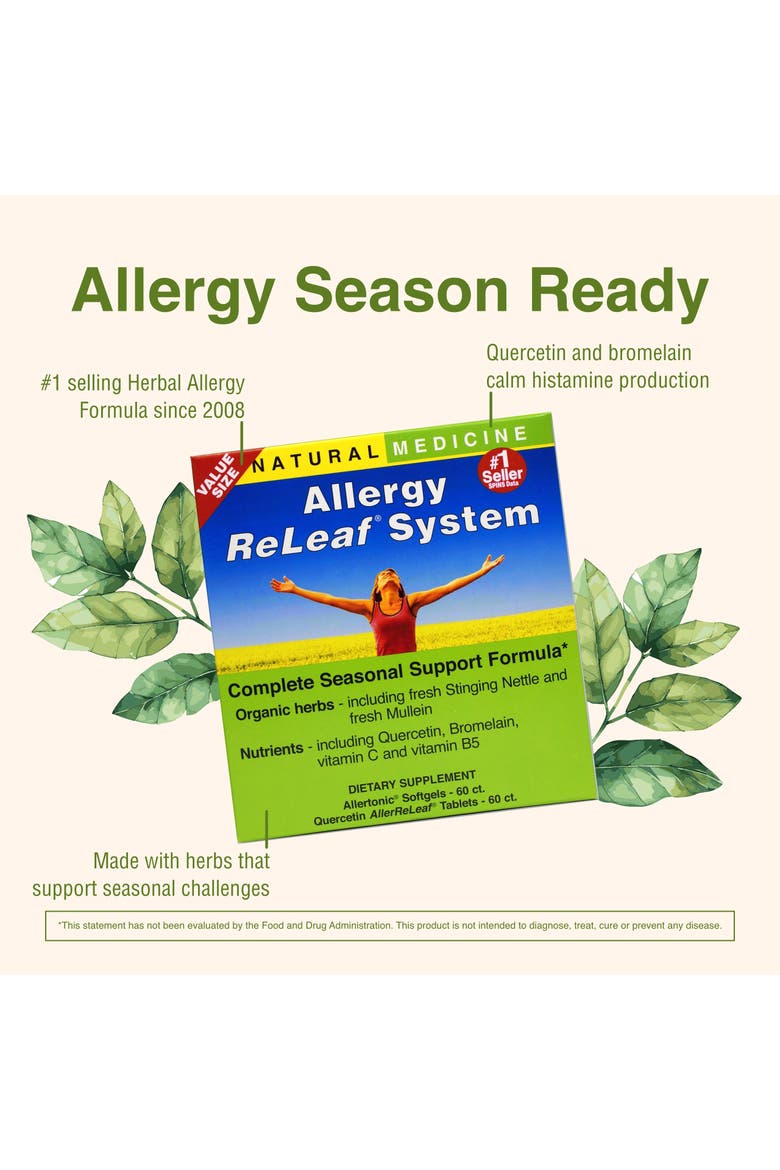 Allergy ReLeaf System - Seasonal Discomfort Supplement - Provides Seasonal Support for Sneezing & Itchy Eyes - Supports Sinus Function - 60 Softgels (60 Servings), 60 Tablets, Alternate, color, No Color