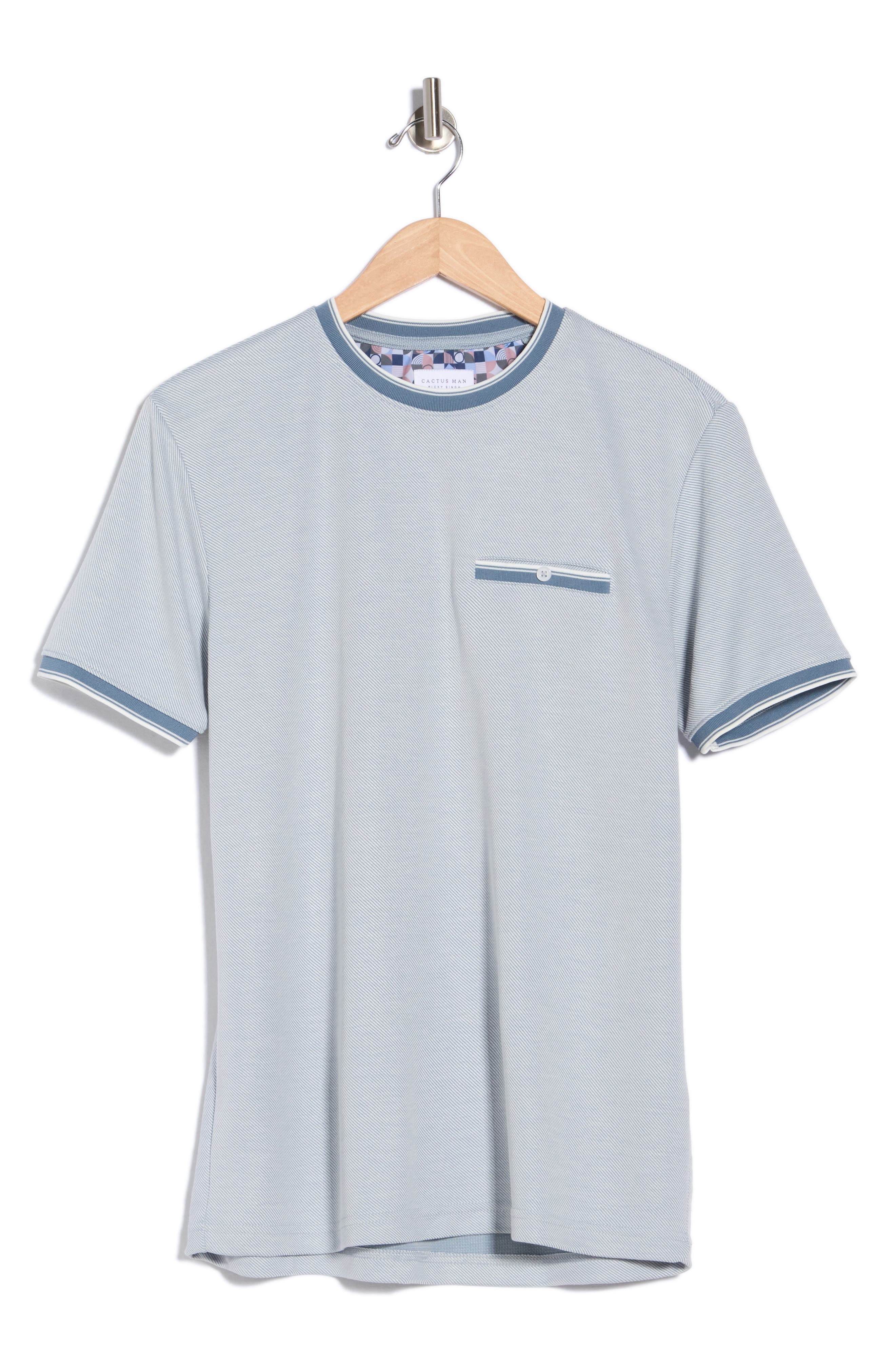 Cactus Man Tipped Cotton Jacquard T-shirt In Ocean Blue