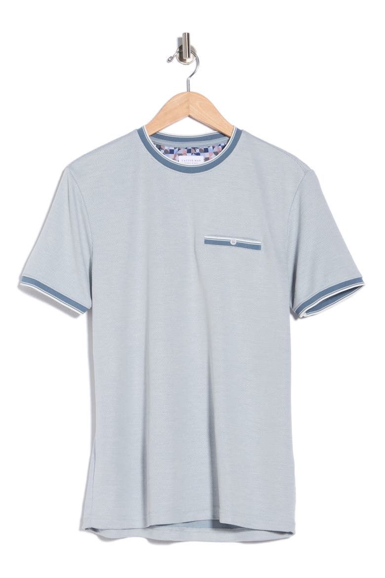 Tipped Cotton Jacquard T-Shirt, Main, color, OCEAN BLUE
