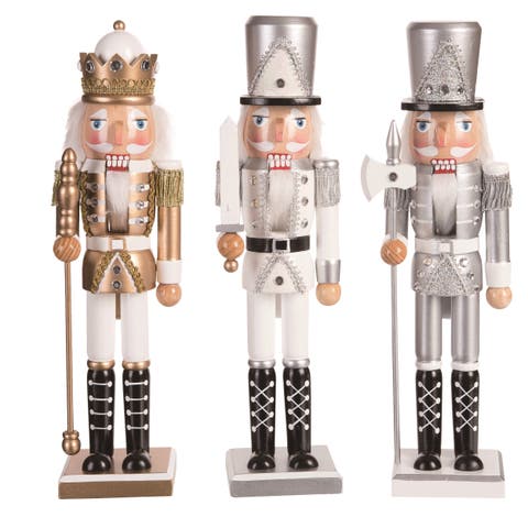 Wood Glitz Nutcracker Figurine Set of Colorful Decorative Nutcrackers