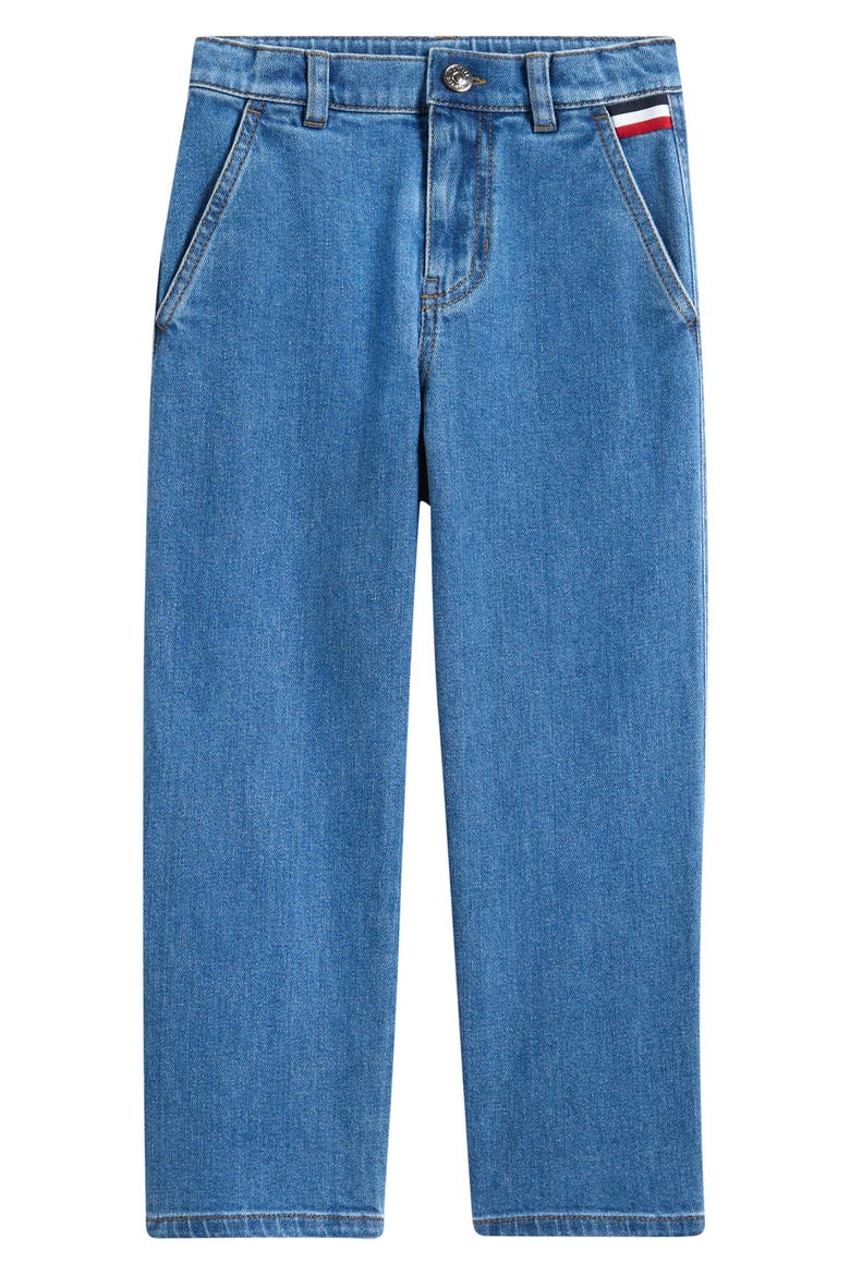 Kids' Tricolor Stripe Straight Leg Jeans, Main, color, BLUE