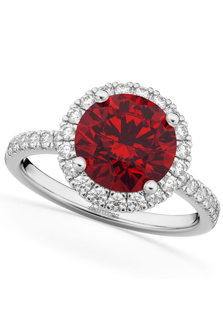 Halo Ruby & Diamond Engagement Ring 14K, Main, color, 2.80ct/White Gold