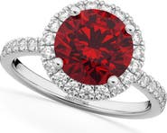 ALLUREZ Halo Ruby & Diamond Engagement Ring 14K