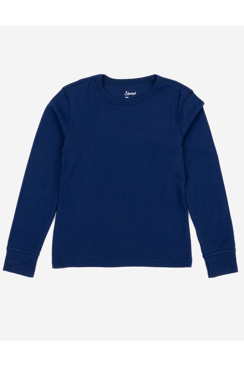 Kids Long Sleeve T-Shirt, 100% Cotton, Solid Colors, Alternate, color, True Navy