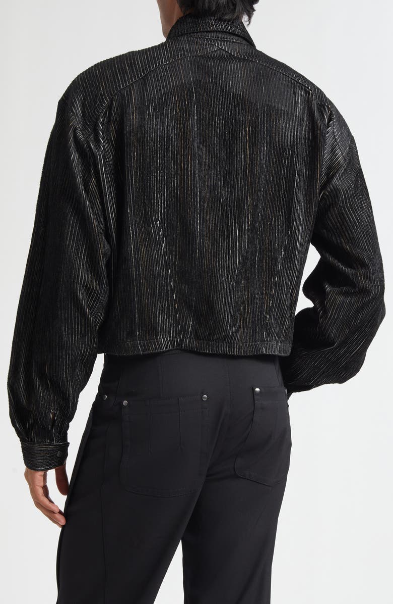KIKO KOSTADINOV Kraner Stripe Velvet Crop Snap-Up Shirt, Alternate, color, Melange Black