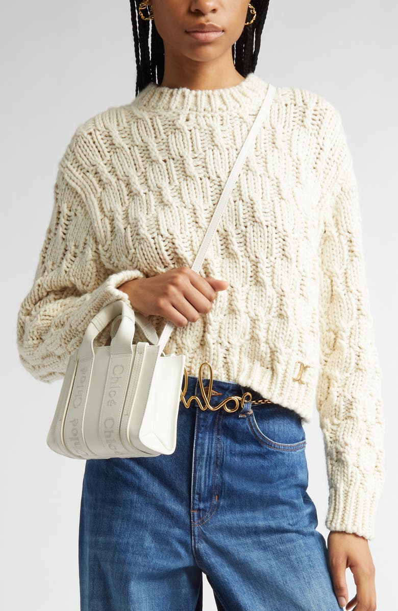 Chloé Mini Woody Leather Tote, Alternate, color,