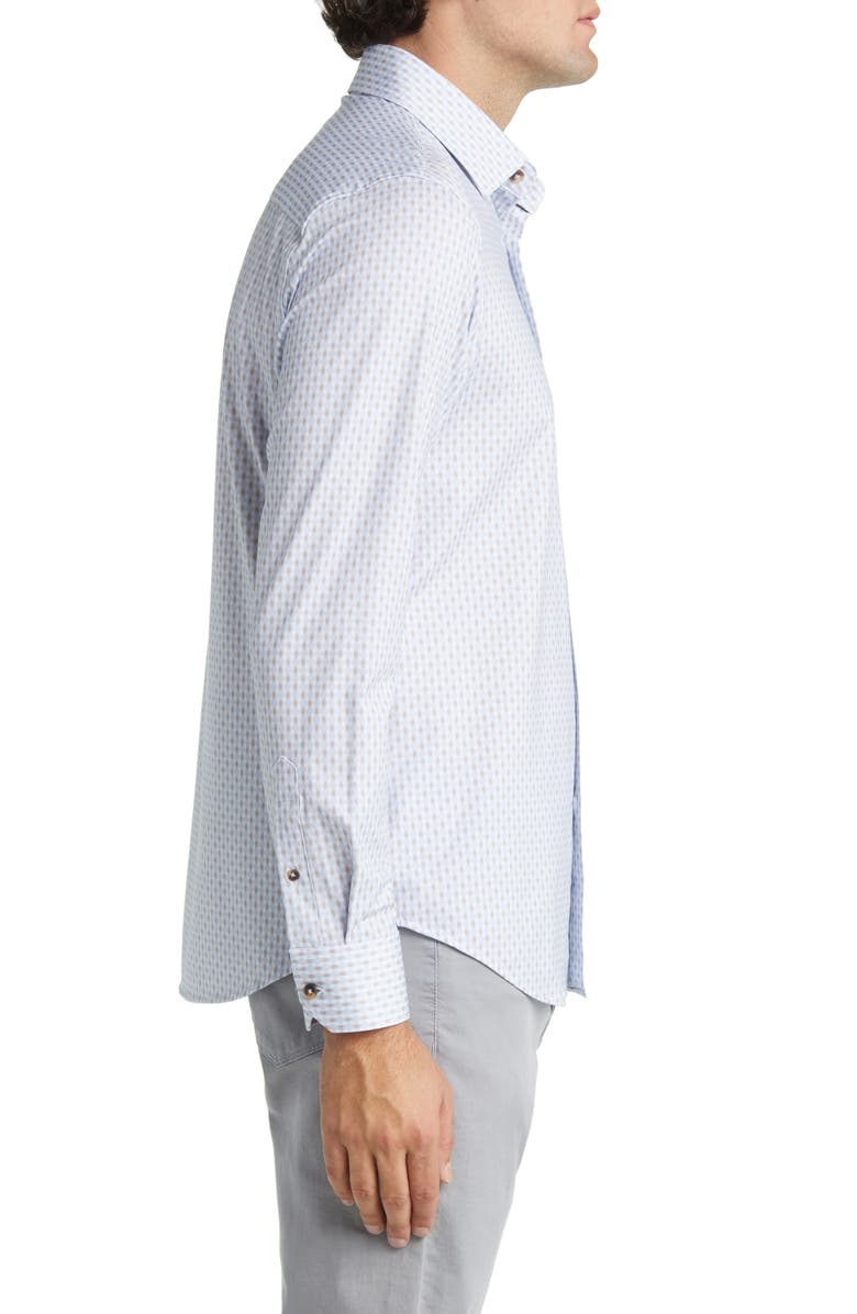 Bugatchi James OoohCotton<sup>®</sup> Basket Weave Print Button-Up Shirt, Alternate, color, 