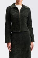 Avec Les Filles Front Zip Suede Jacket
