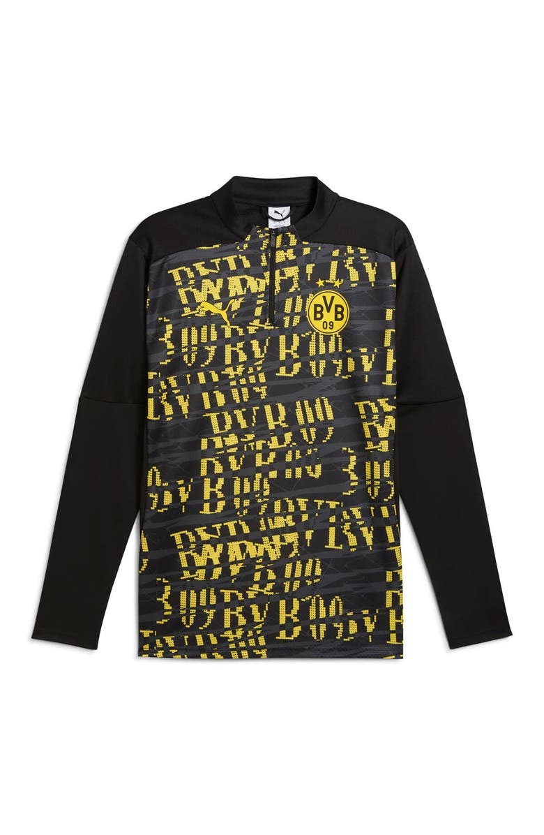 PUMA Men's Puma Black Borussia Dortmund 2024/25 Pre-Match Quarter-Zip Top, Alternate, color, Black
