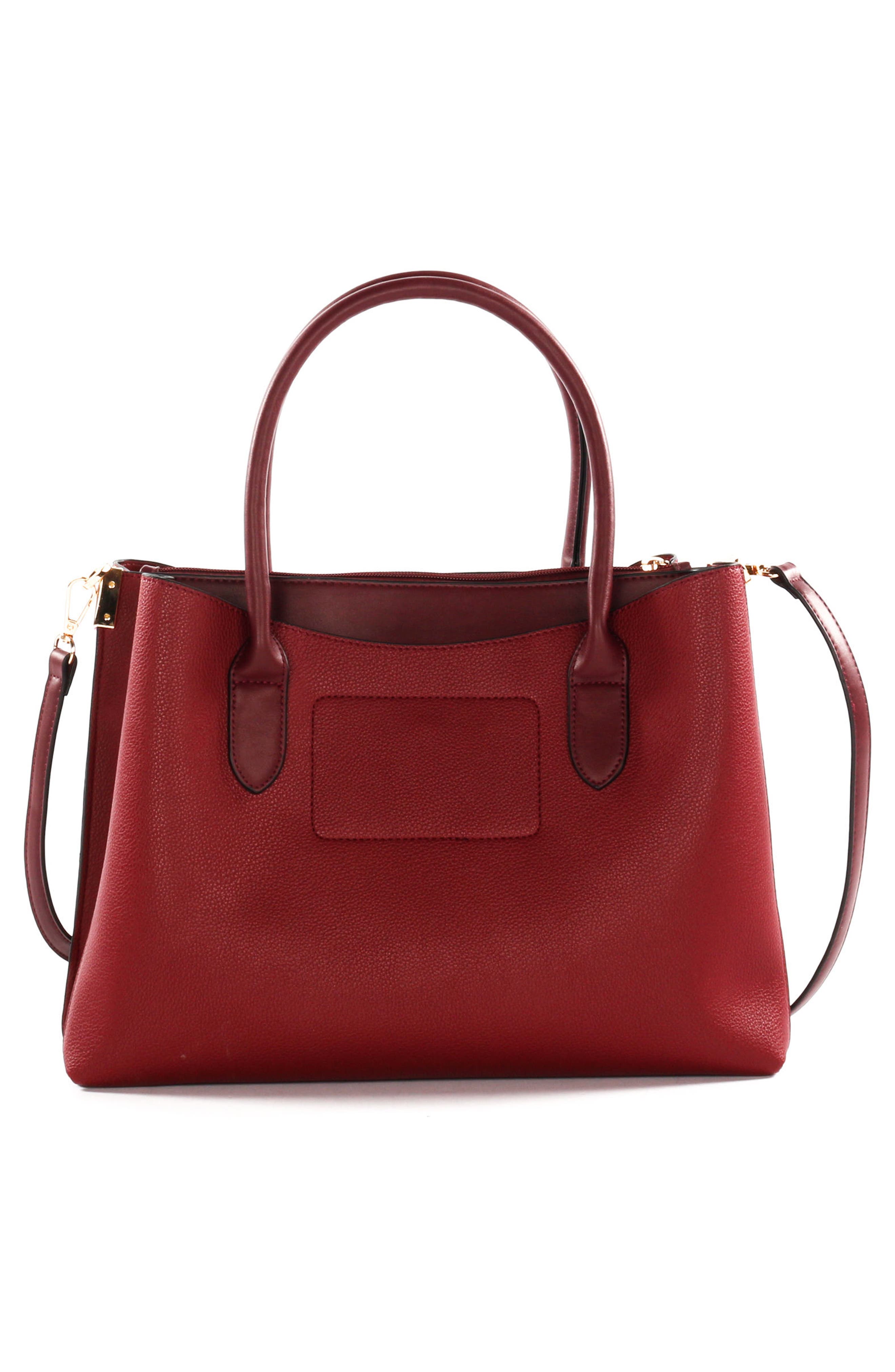 Céline Dion Symphony Faux Leather Satchel, Alternate, color, BURGUNDY
