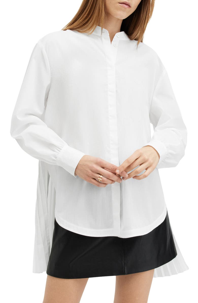 AllSaints Percy Oversize Button-Up Shirt, Main, color, White
