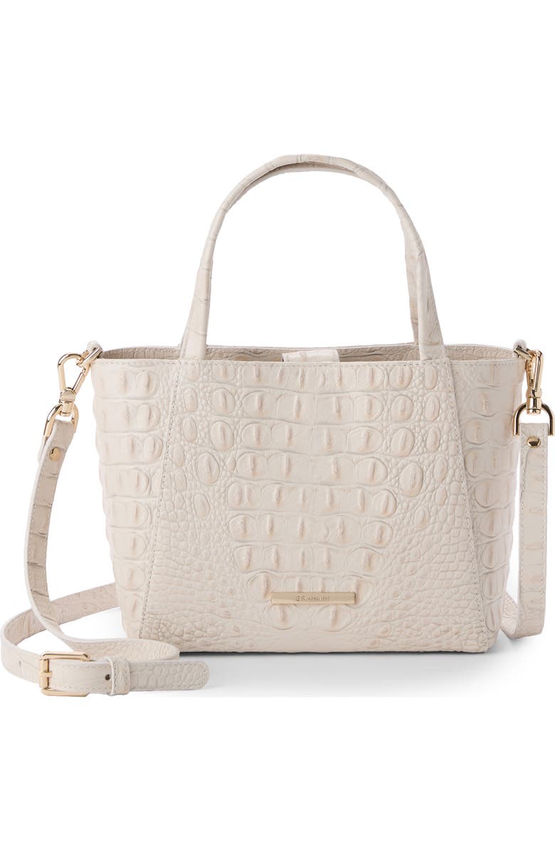 Brahmin Small Mona Croc Embossed Leather Top Handle Bag, Alternate, color, Ivory