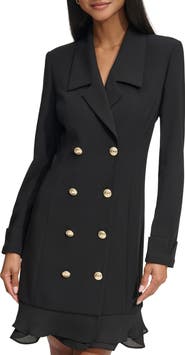 KARL LAGERFELD Double Breasted Long Sleeve Scuba Crepe Blazer Dress
