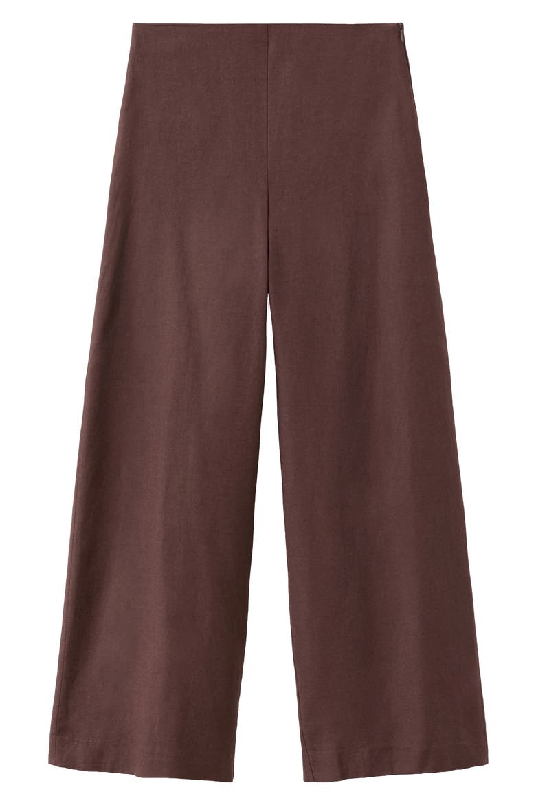Cotton & Linen Blend Crop Straight Leg Pants, Alternate, color, CHOCOLATE