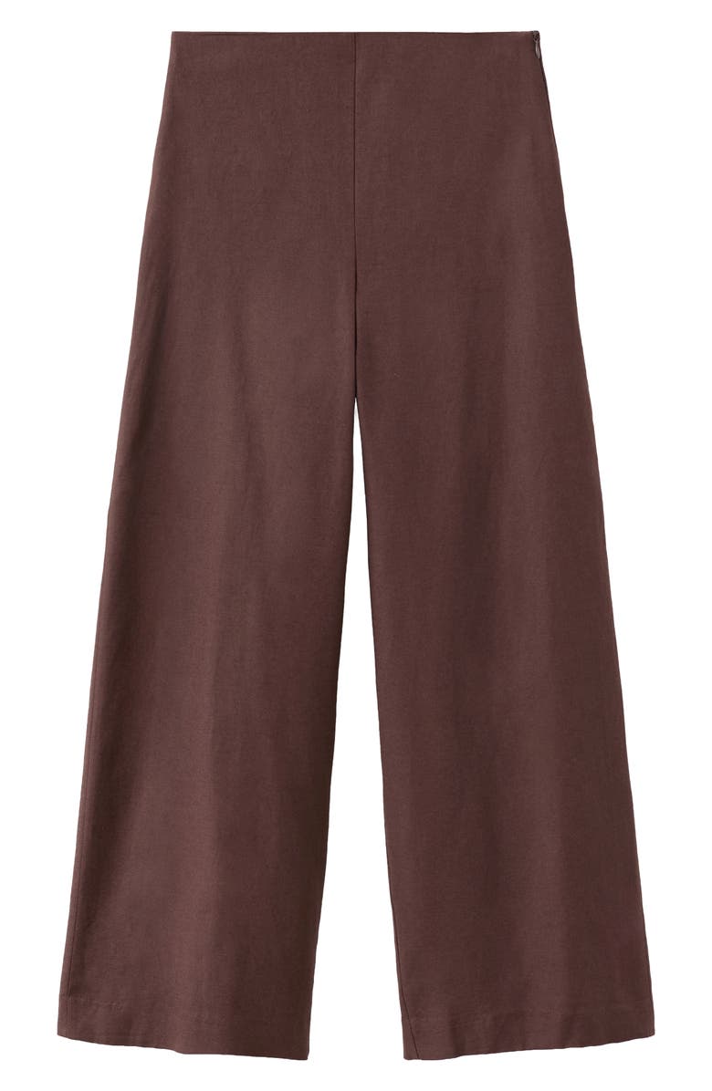 MANGO Cotton & Linen Blend Crop Straight Leg Pants, Alternate, color, Chocolate
