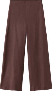 MANGO Cotton & Linen Blend Crop Straight Leg Pants