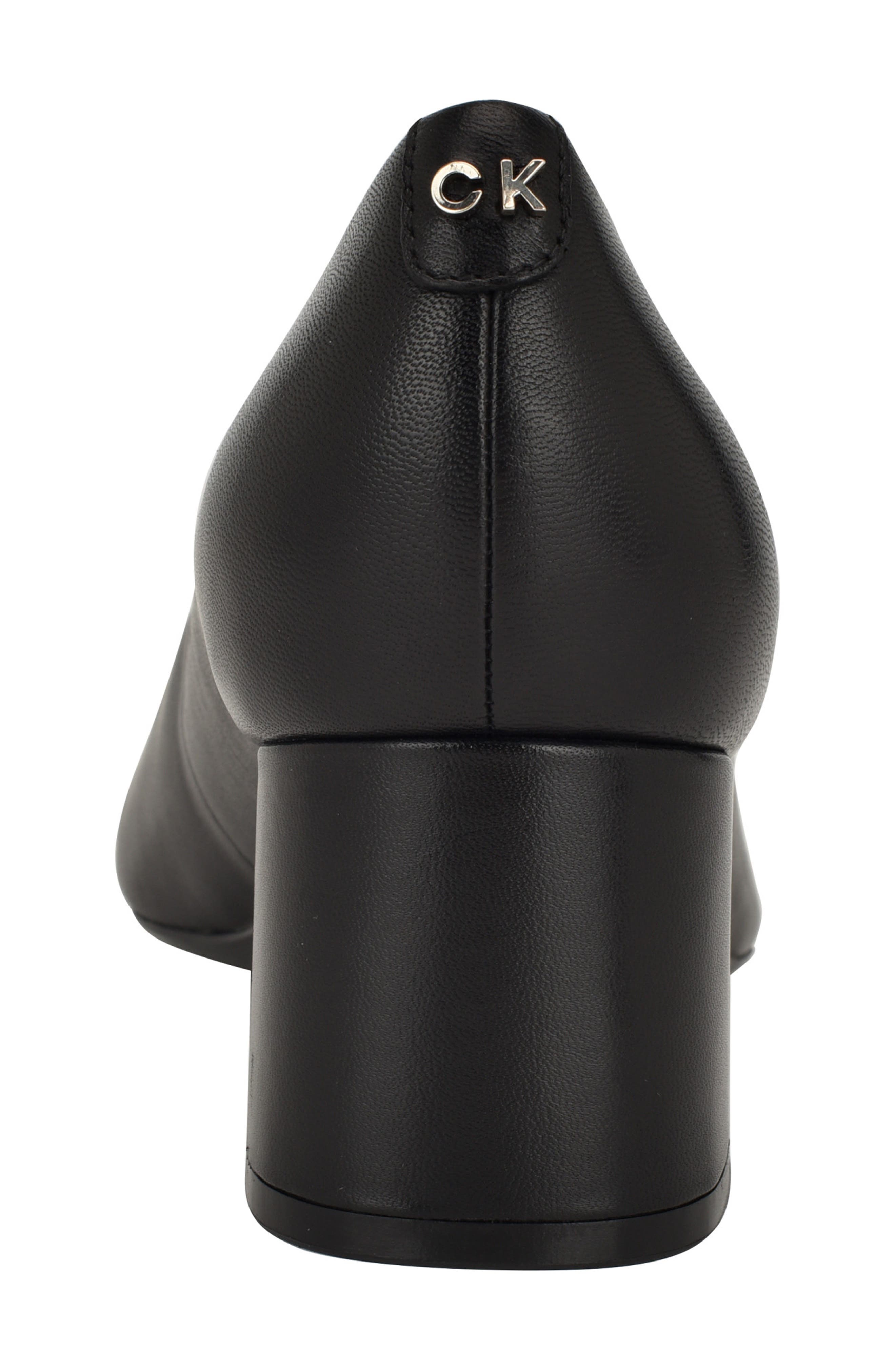 Calvin Klein Lenott Pointed Toe Pump, Alternate, color, Black Smooth