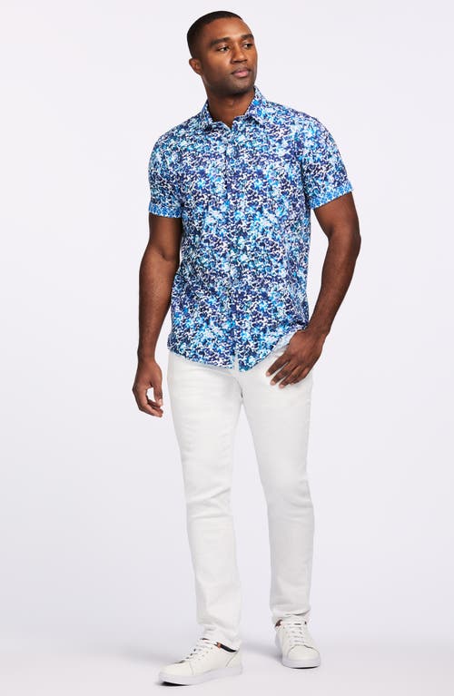Robert Graham Abstract Print Stretch Cotton Short Sleeve Button-up Shirt In Blue