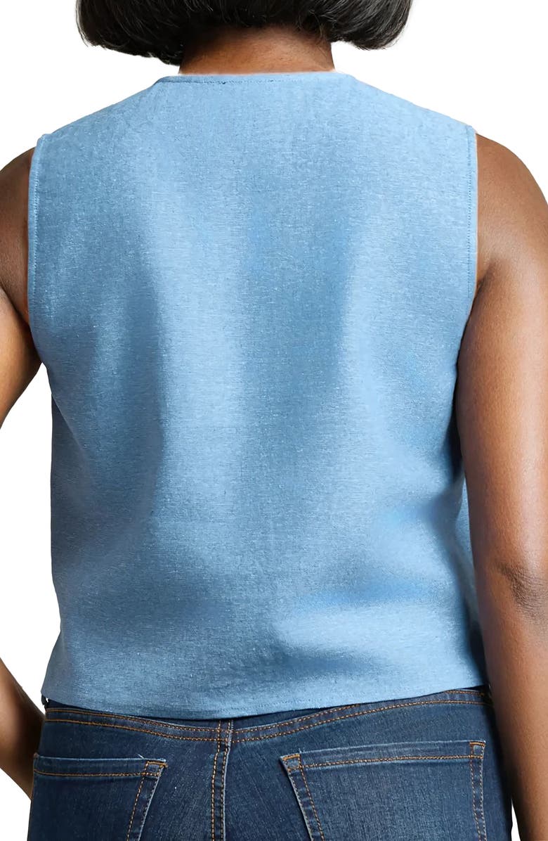 Jones New York Front Button Sleeveless Linen Blend Top, Alternate, color,