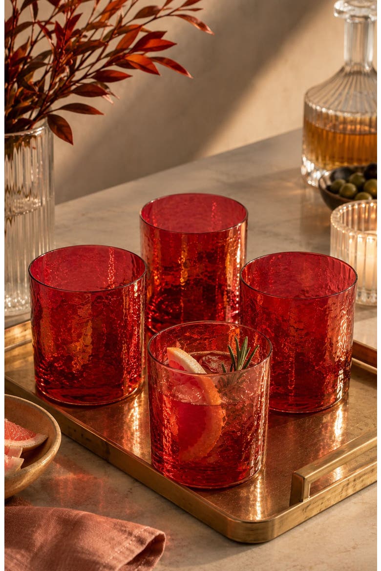 Set of 4 Aperitivo Rock Glasses, Alternate, color, RED