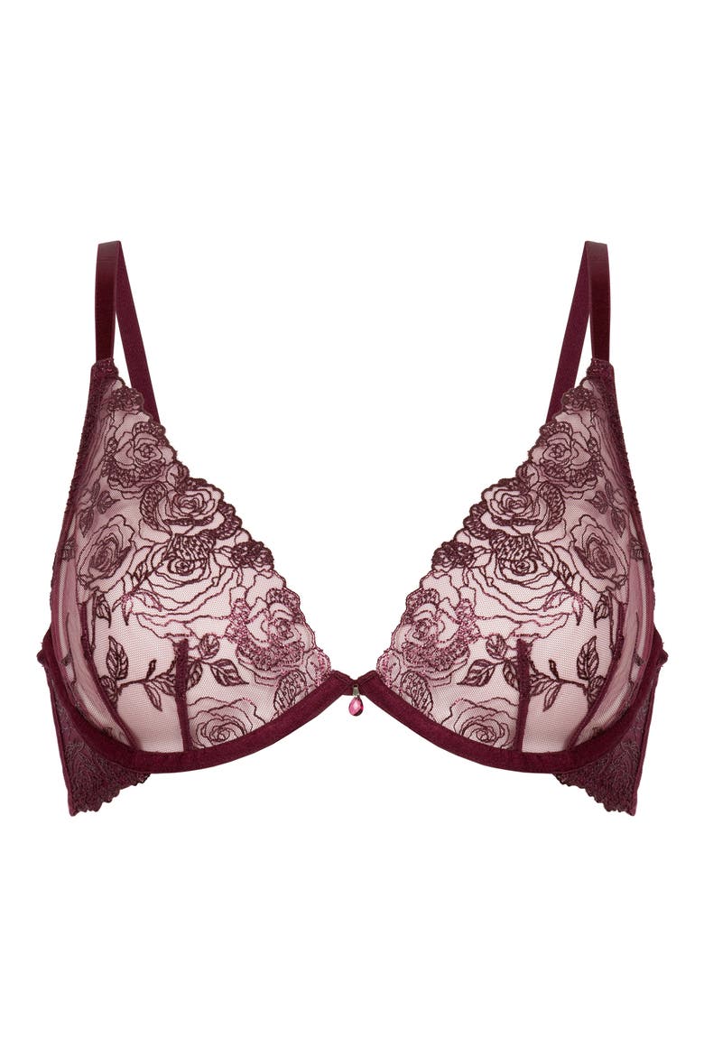 Hollie Embroidered Mesh Underwire Bra, Alternate, color, FIG