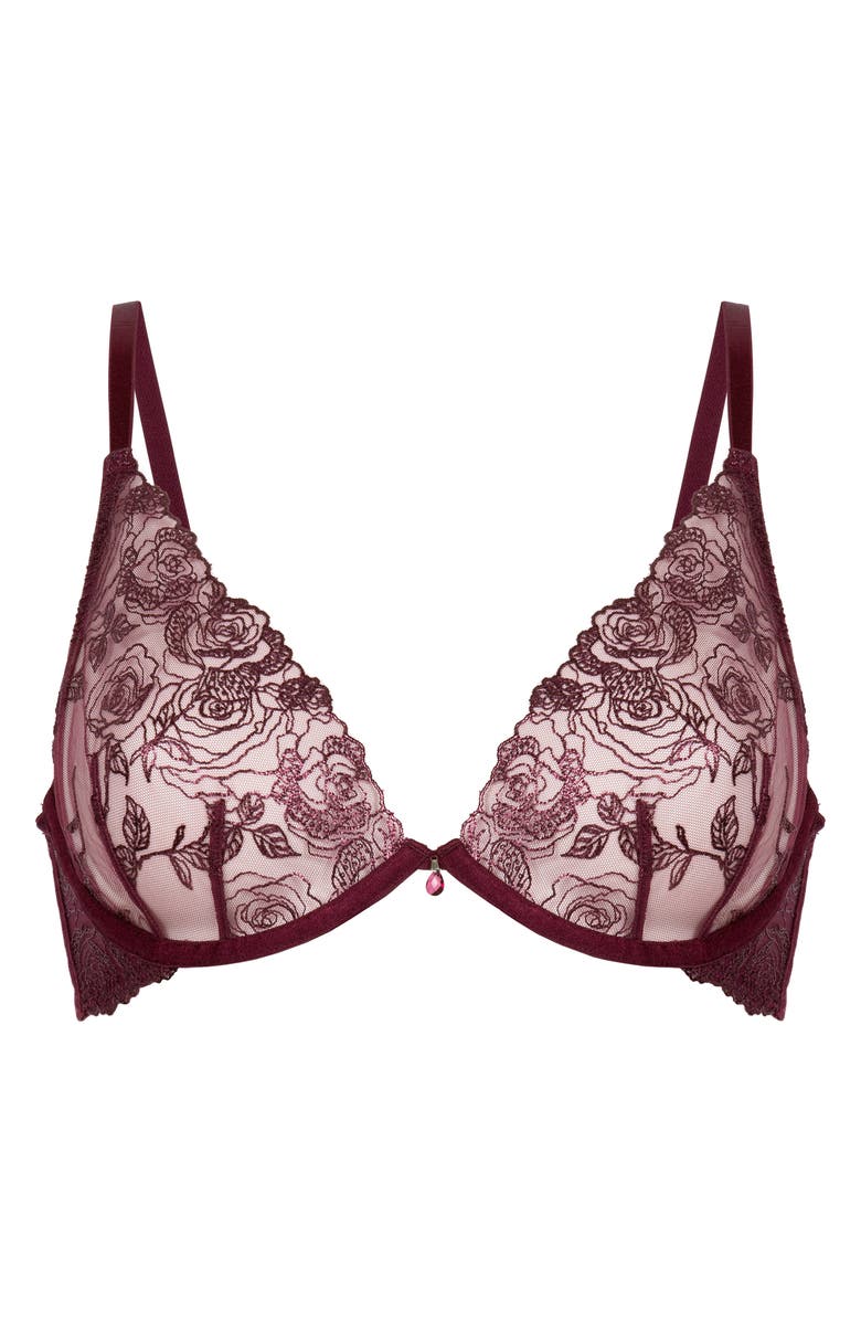 Hunkemöller Hollie Embroidered Mesh Underwire Bra, Alternate, color, Fig