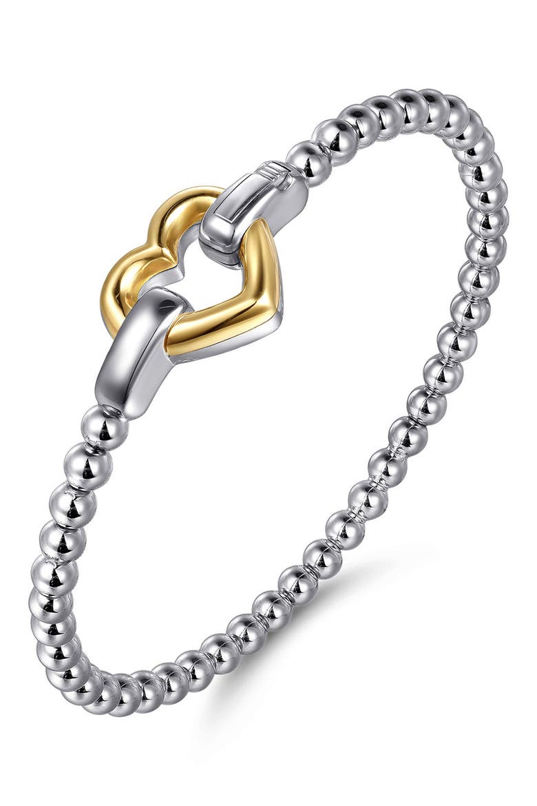 Bujukan Sterling Silver & 14k Gold Heart Bead Bracelet, Alternate, color, STERLING / 14K YELLOW GOLD