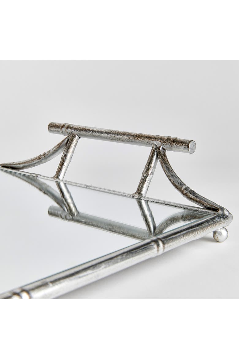Daphne Mirrored Premium Silver Decorative Table Tabletop Tray w/ Raised Handles, Alternate, color, Silver