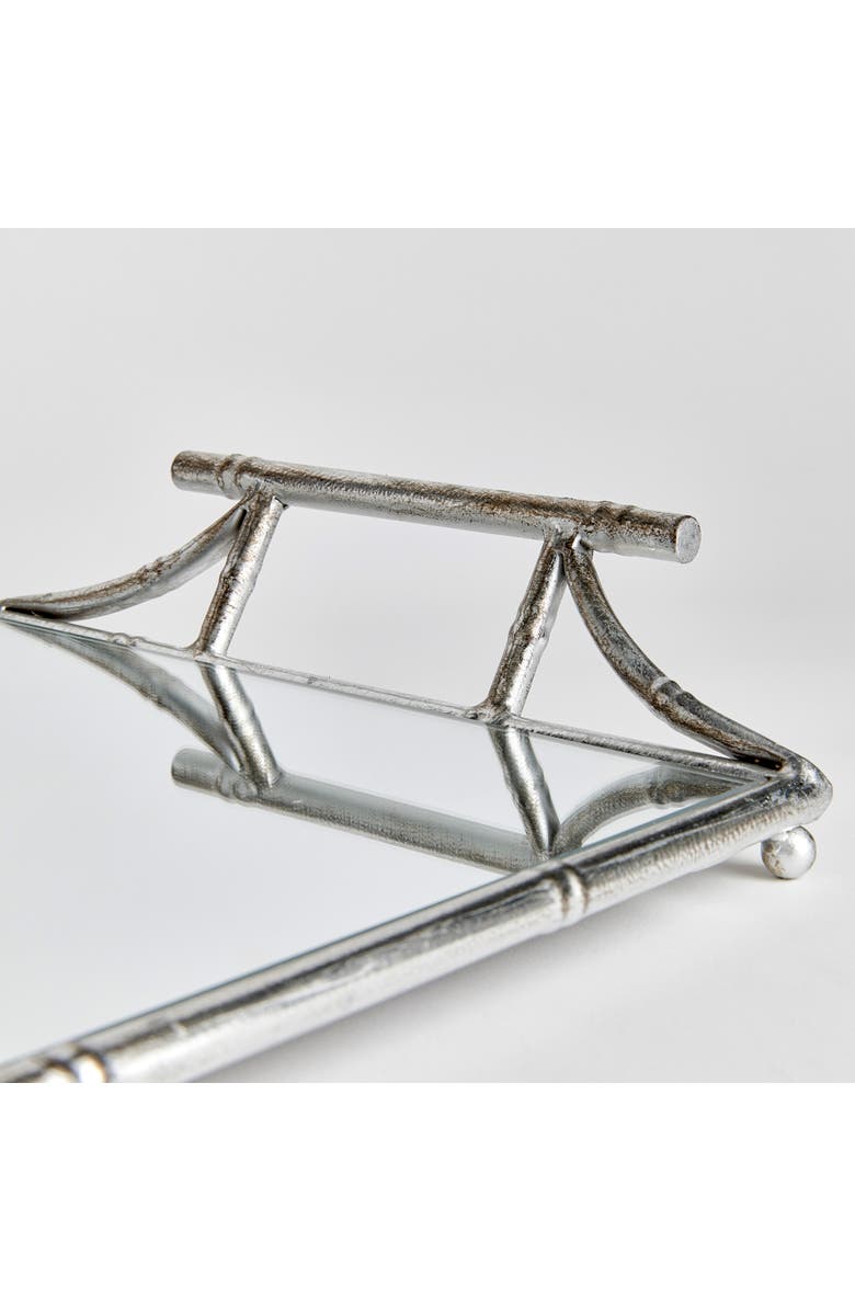 Napa Home & Garden Daphne Mirrored Premium Silver Decorative Table Tabletop Tray w/ Raised Handles, Alternate, color, Silver