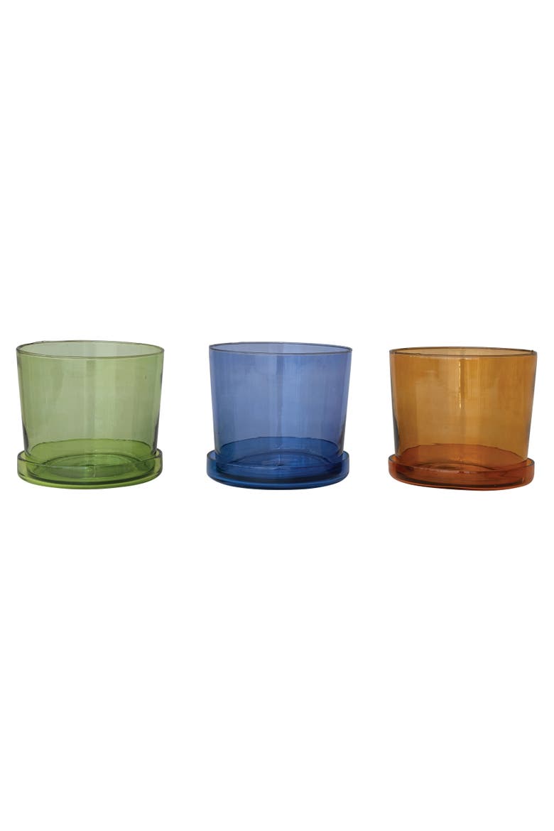 Planters with Drainage Holes and Saucers, Main, color, Green