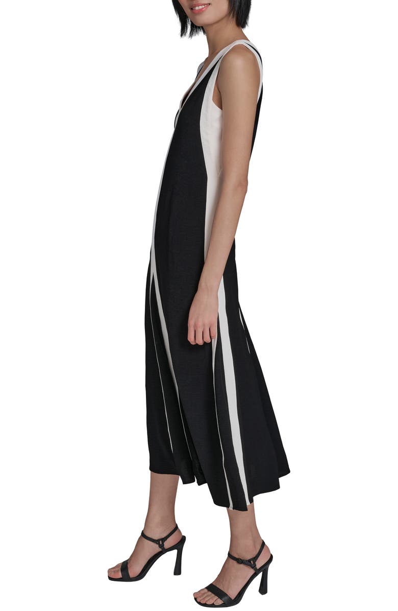 KARL LAGERFELD Aero Wash Colorblock A-Line Dress, Alternate, color, Black Soft White