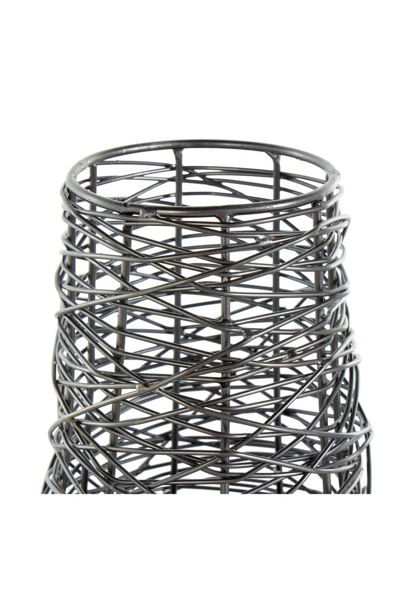 Black Metal Vase, Alternate, color, BLACK