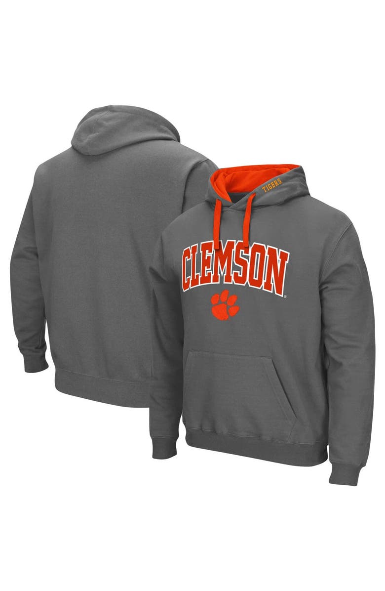 COLOSSEUM Men's Colosseum Charcoal Clemson Tigers Big & Tall Arch & Logo 2.0 Pullover Hoodie, Main, color, Charcoal