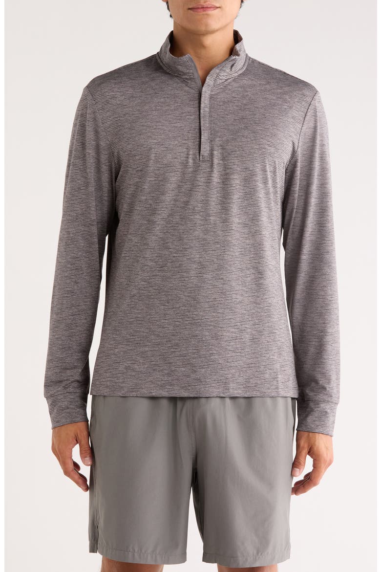 Fore Stripe Quarter Zip Pullover, Main, color, GREY FORGED