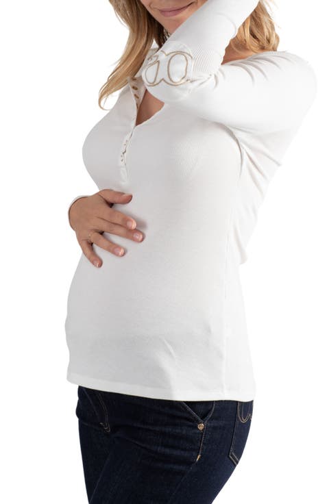 Tunisian long sleeve pregnancy and nursing top