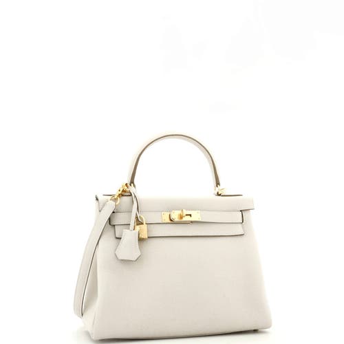 Pre-owned Hermes Hermes Kelly Handbag Light Togo With Gold Hardware 28 In White