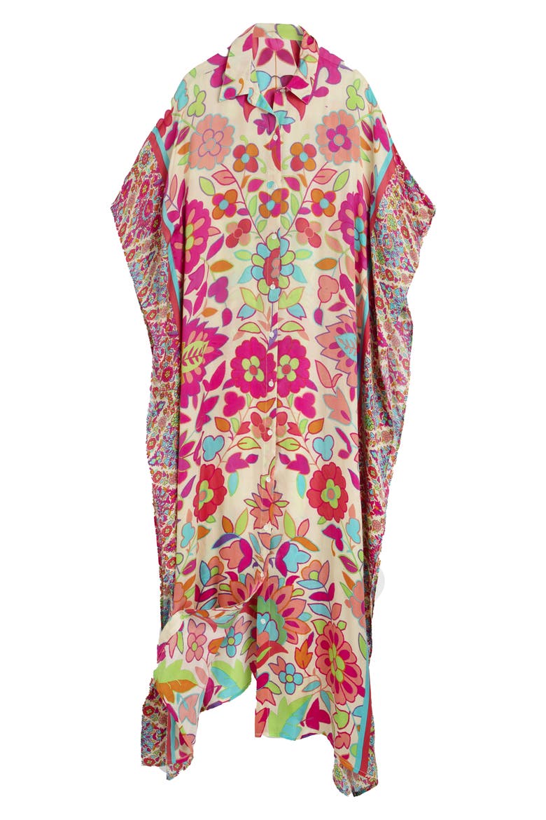 Vibrant Floral Print Cover-Up Kaftan, Alternate, color, MULTI