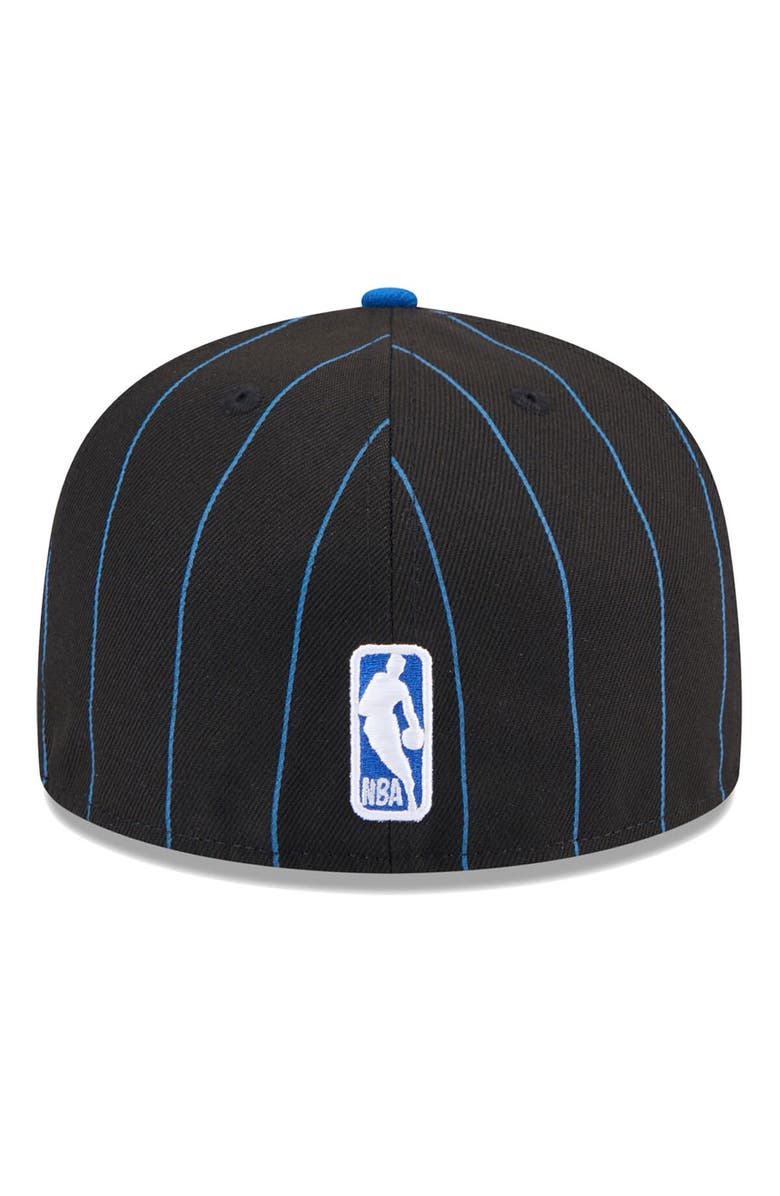 New Era Men's New Era Black/Blue Orlando Magic Pinstripe Two-Tone 59FIFTY Fitted Hat, Alternate, color, 