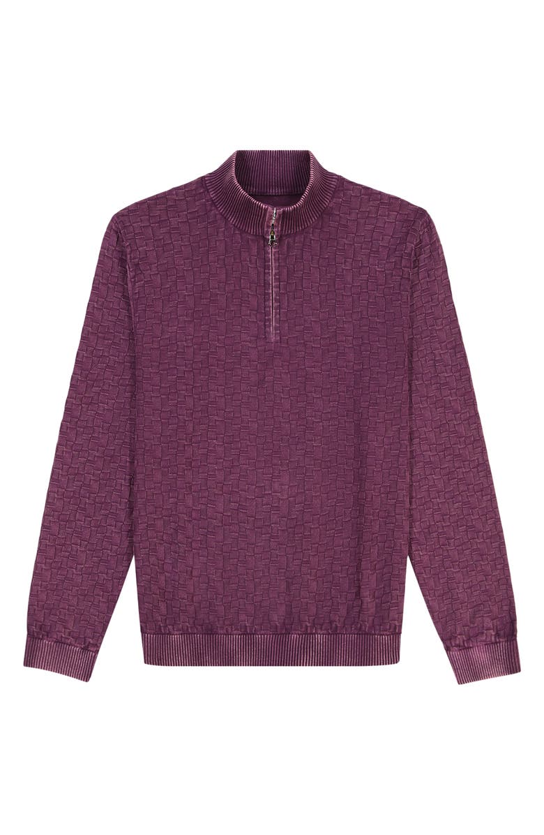 Robert Graham Aubin Basketweave Quarter Zip Sweater, Alternate, color, Dark Purple