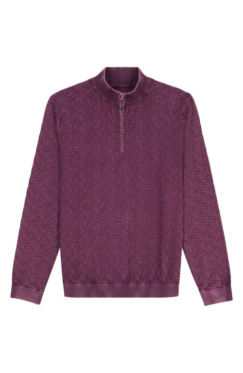 Robert Graham Aubin Basketweave Quarter Zip Sweater In Purple