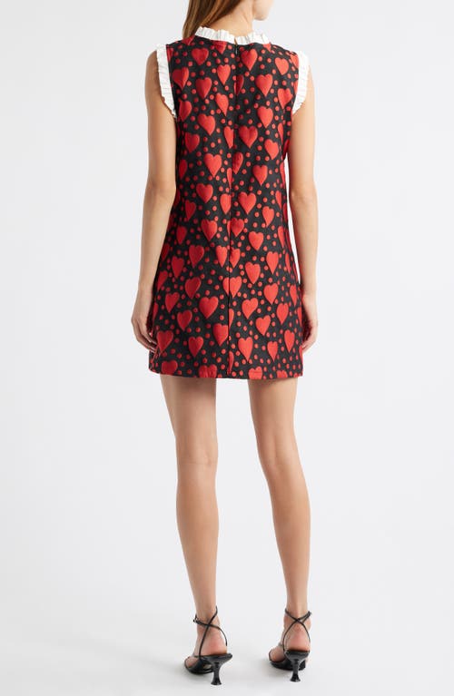 Sister Jane Mon Coeur Frill Jacquard Minidress In Red