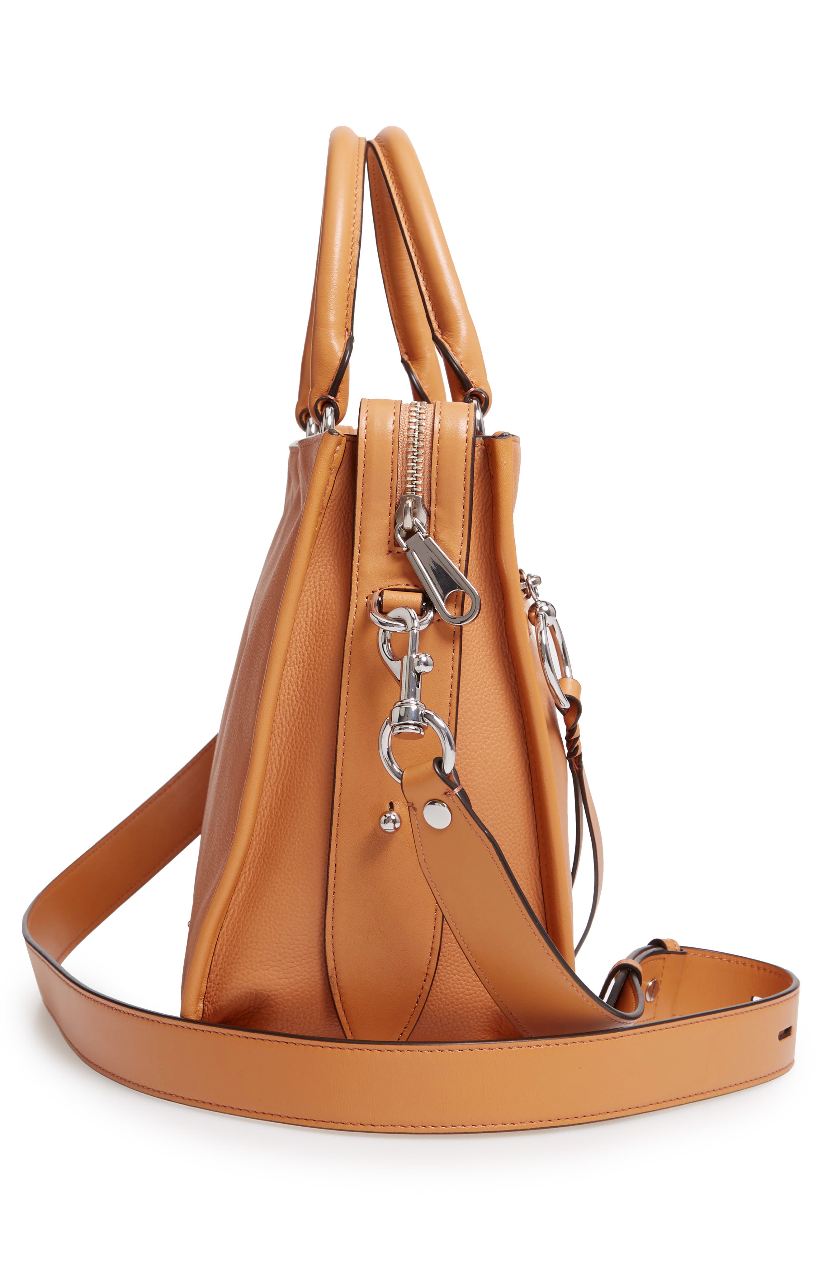 Bedford Zip Leather Satchel, Alternate, color, HONEY