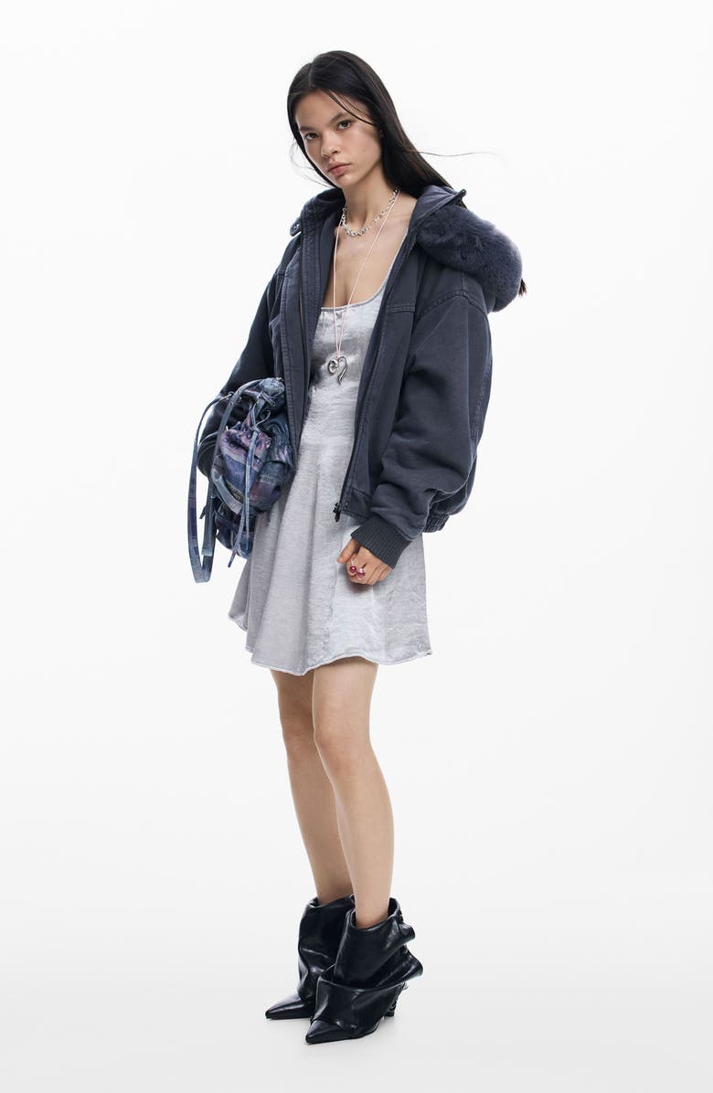 Desigual Metallic Fit & Flare Dress, Alternate, color, Silver