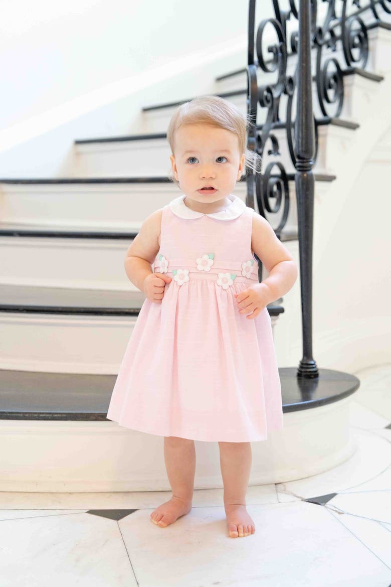 Linen-Look Dress & Bloomer With Flowers, Alternate, color, Pink