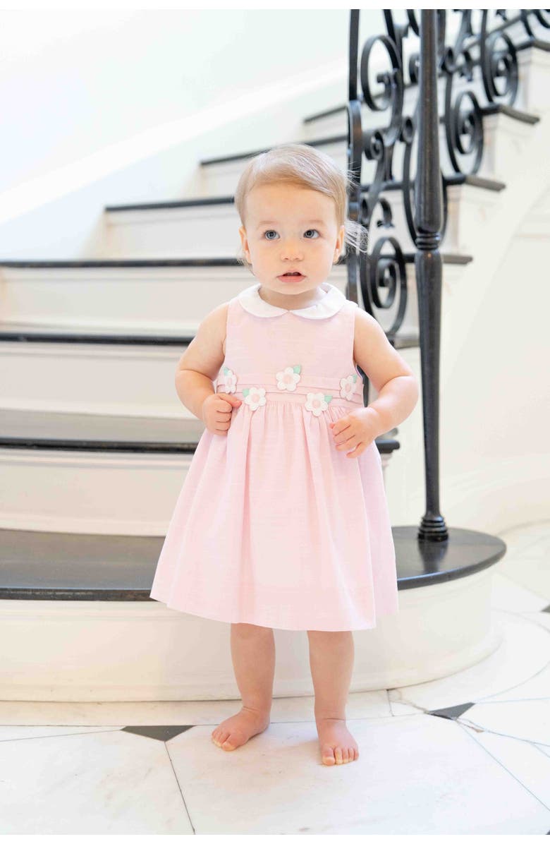 Florence Eiseman Linen-Look Dress & Bloomer With Flowers, Alternate, color, Pink