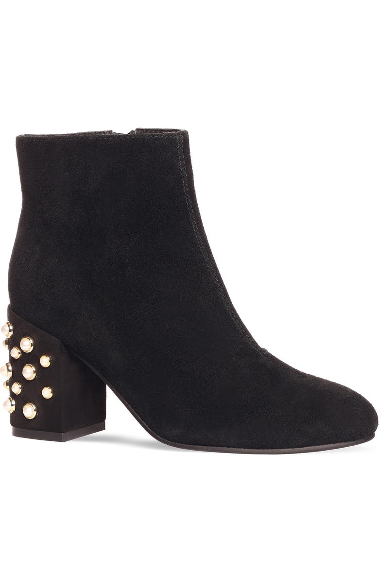 AquaDiva Studded Waterproof Suede Bootie, Main, color, Black Suede